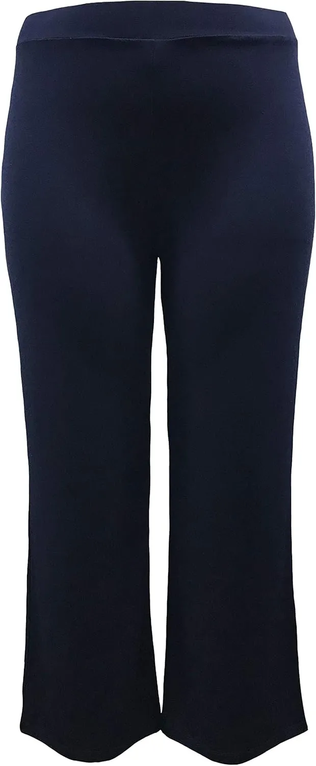 LEEBE Women and Plus Size Pull On ITY Knit Straight Wide Leg Pant (Small-5X)