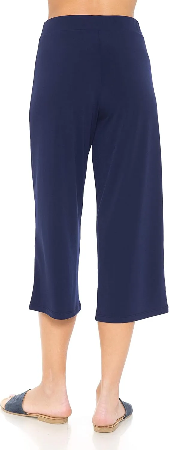 LEEBE Women and Plus Size Pull On ITY Knit Straight Wide Leg Pant (Small-5X)