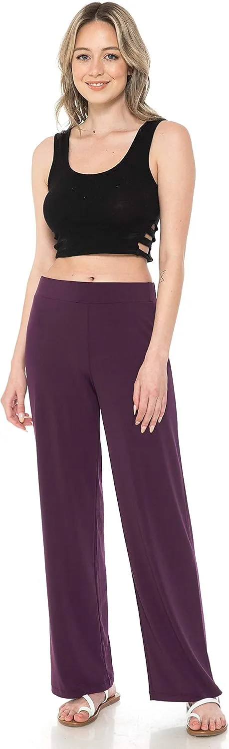 LEEBE Women and Plus Size Pull On ITY Knit Straight Wide Leg Pant (Small-5X)