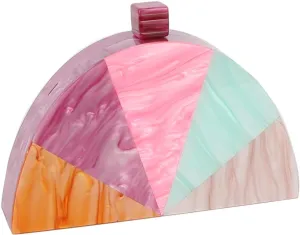 LM Multi Color Acrylic Clutch Wedding Evening Purse