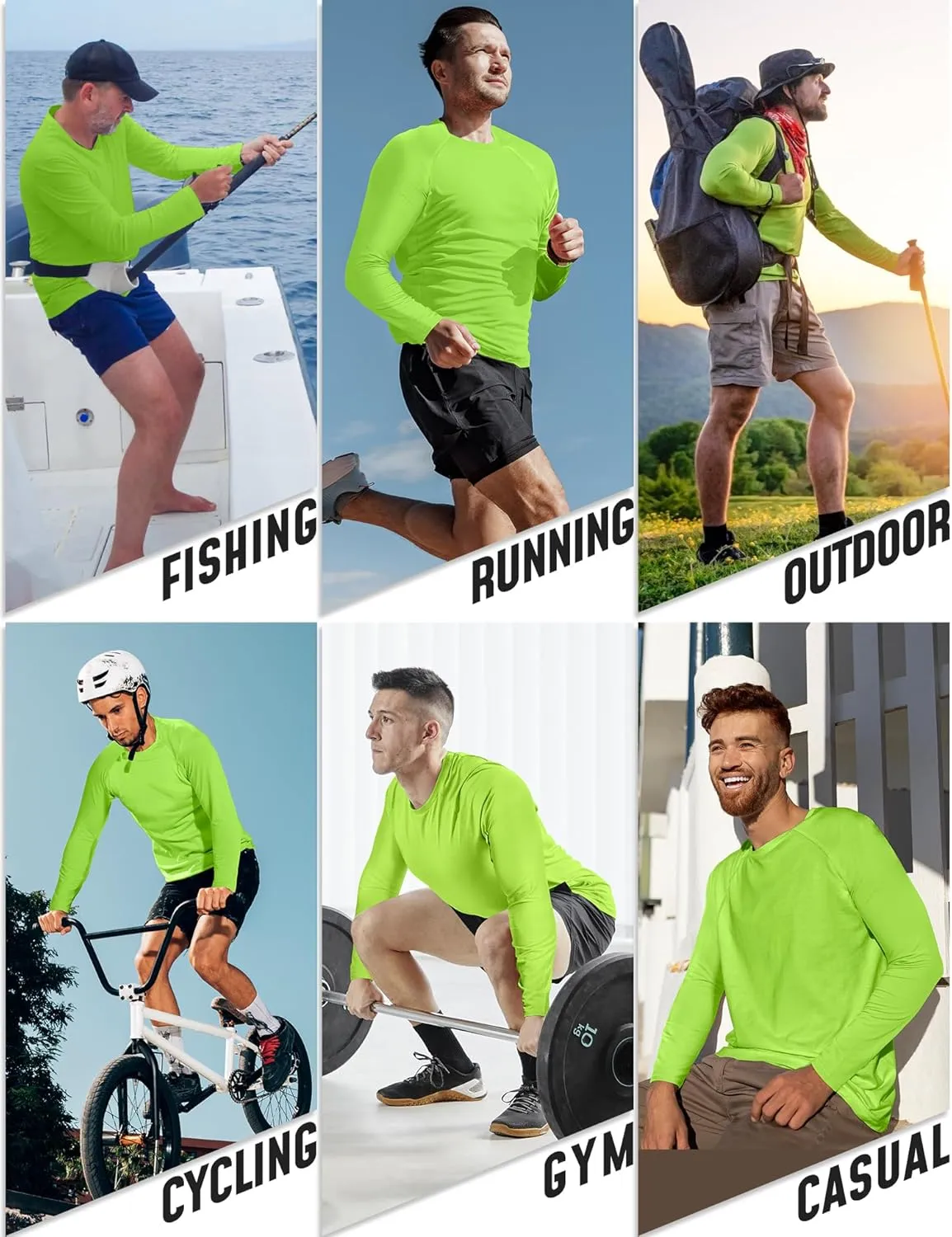 Long Sleeve Shirts for Men 4 Pack Workout T Shirt UPF 50  Rash Guard Quick Dry Fit Fishing Athletic Tshirt