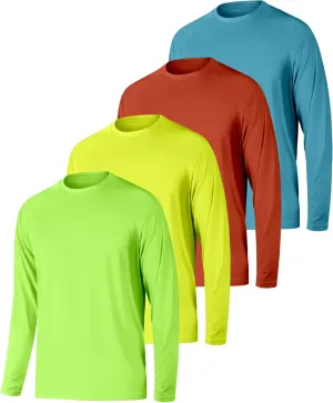 Long Sleeve Shirts for Men 4 Pack Workout T Shirt UPF 50  Rash Guard Quick Dry Fit Fishing Athletic Tshirt