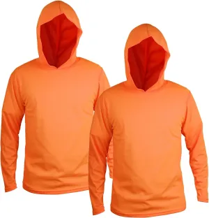 Men Ultra-Lightweight Hi-Vis Construction Work Shirts Long Sleeve Hoodie UPF 50  Sun Protection, 2-Pack