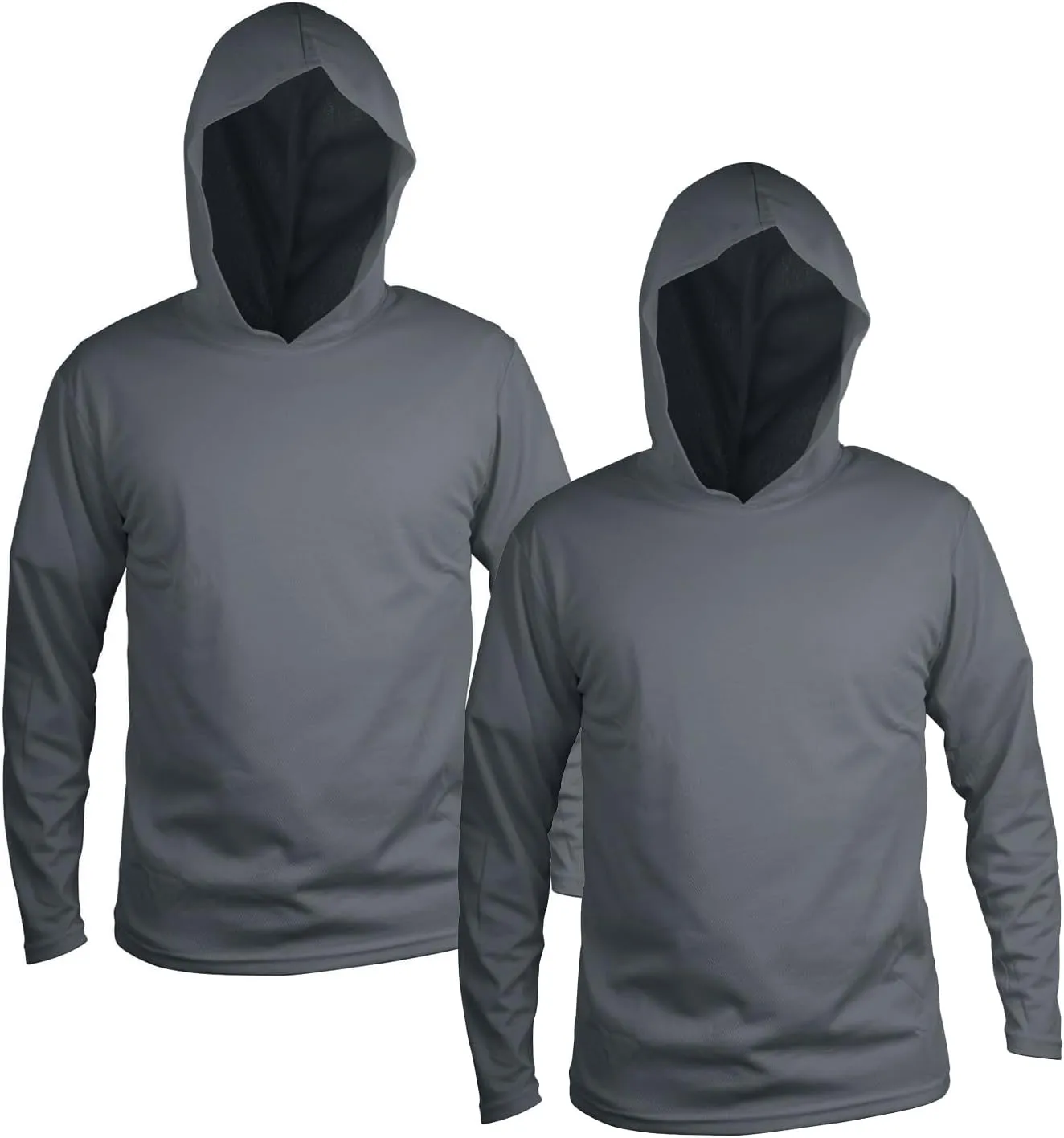Men Ultra-Lightweight Hi-Vis Construction Work Shirts Long Sleeve Hoodie UPF 50  Sun Protection, 2-Pack