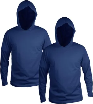 Men Ultra-Lightweight Hi-Vis Construction Work Shirts Long Sleeve Hoodie UPF 50  Sun Protection, 2-Pack