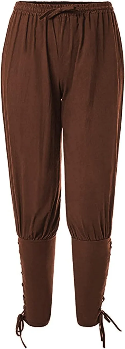 Men's Ankle Banded Pants Medieval Viking Navigator Pirate Costume Trousers Renaissance Gothic Pants