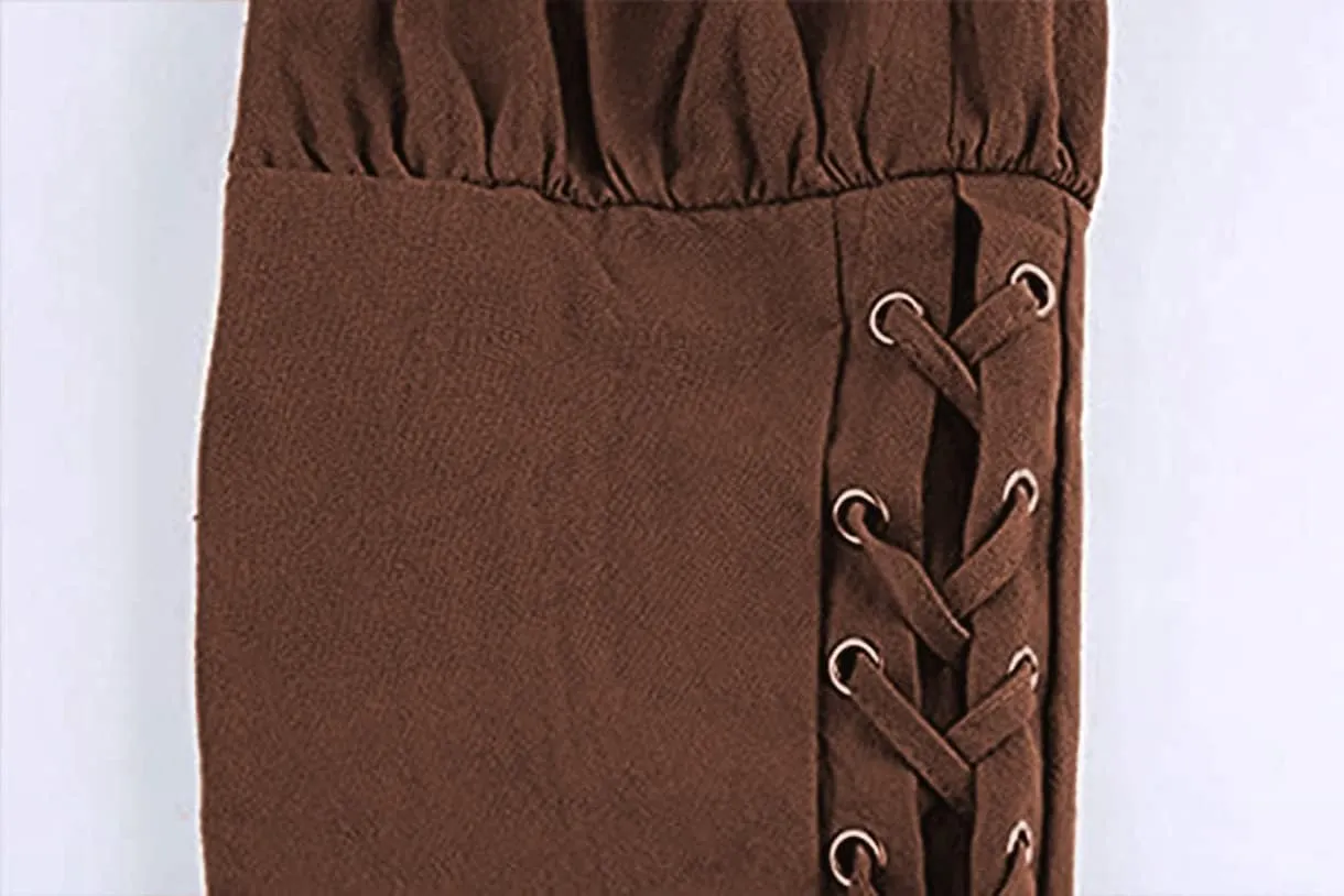 Men's Ankle Banded Pants Medieval Viking Navigator Pirate Costume Trousers Renaissance Gothic Pants