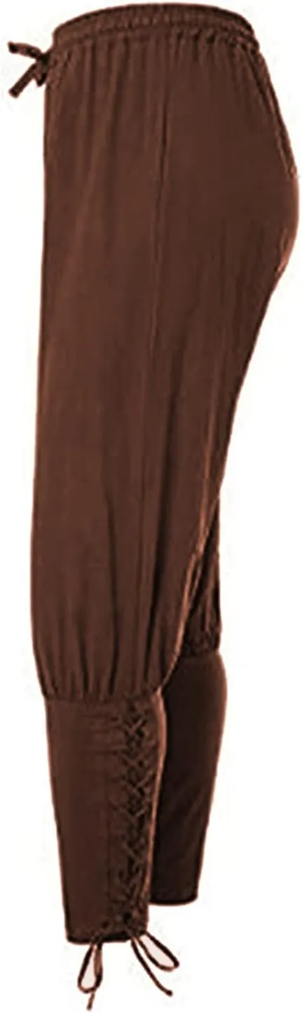 Men's Ankle Banded Pants Medieval Viking Navigator Pirate Costume Trousers Renaissance Gothic Pants