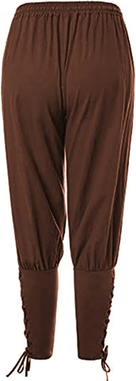 Men's Ankle Banded Pants Medieval Viking Navigator Pirate Costume Trousers Renaissance Gothic Pants