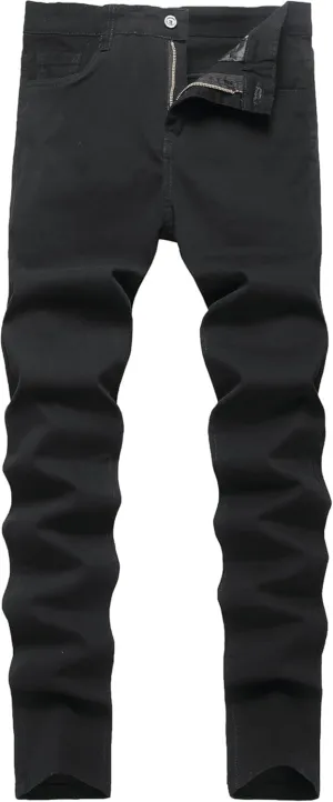 Men's Casual Printed Slim Fit Jeans Stretch Skinny Stretch Dress Slacks Slim fit Plaid Denim Pants for Men