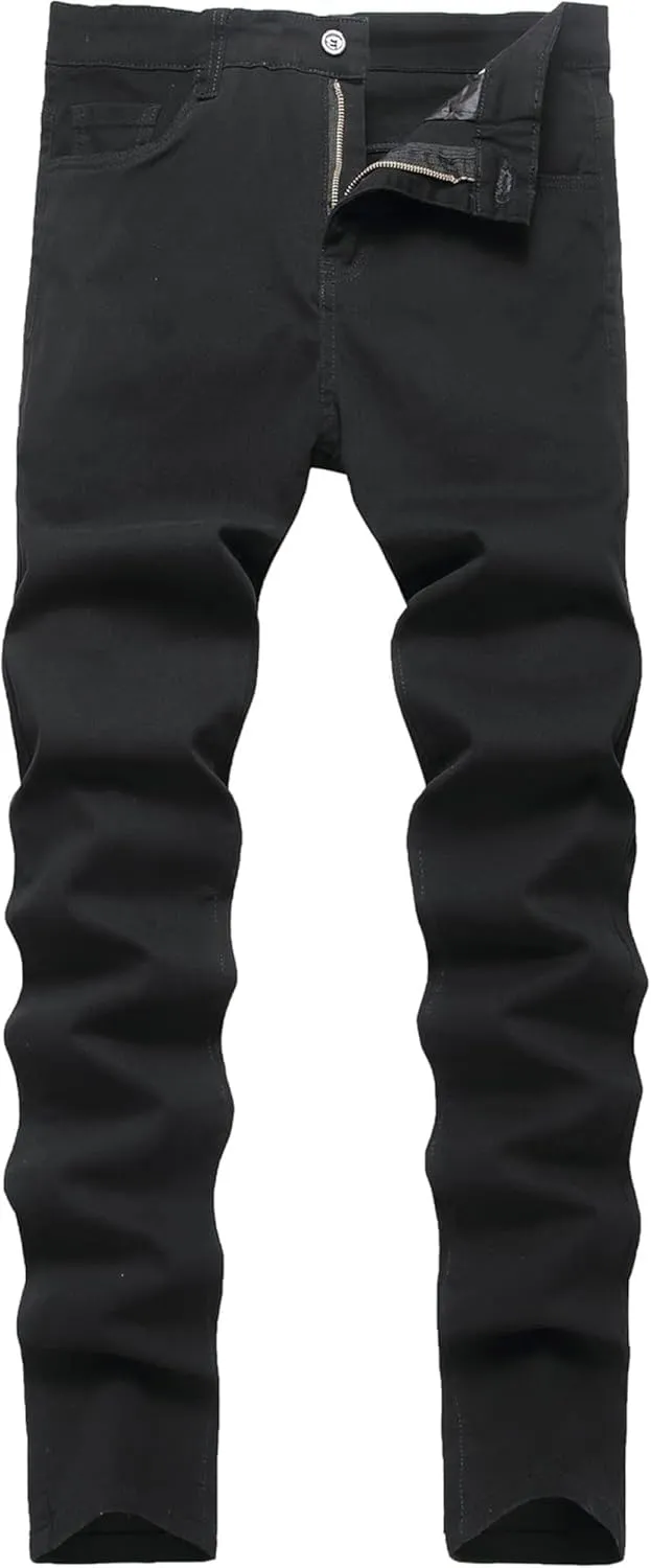 Men's Casual Printed Slim Fit Jeans Stretch Skinny Stretch Dress Slacks Slim fit Plaid Denim Pants for Men