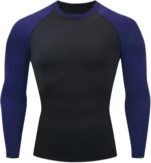 Mens Sports Shirt Long Sleeve Color Block Patchwork Casual Shirts for Men Quick Dry Slim Fit Running Gym Exercise Tops