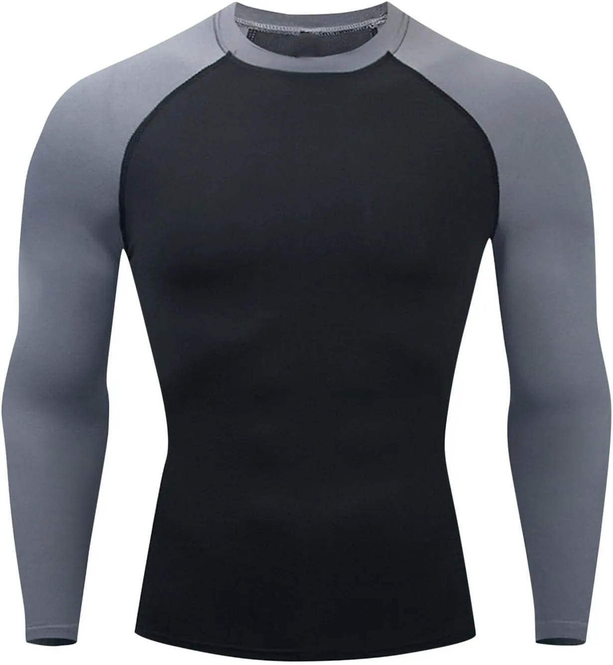 Mens Sports Shirt Long Sleeve Color Block Patchwork Casual Shirts for Men Quick Dry Slim Fit Running Gym Exercise Tops