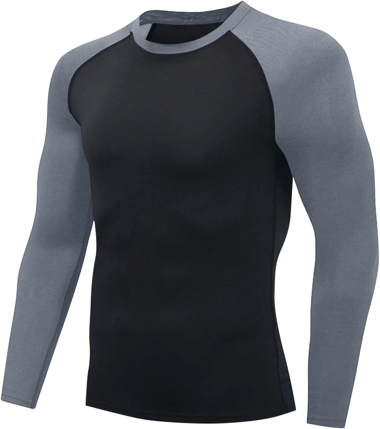 Mens Sports Shirt Long Sleeve Color Block Patchwork Casual Shirts for Men Quick Dry Slim Fit Running Gym Exercise Tops