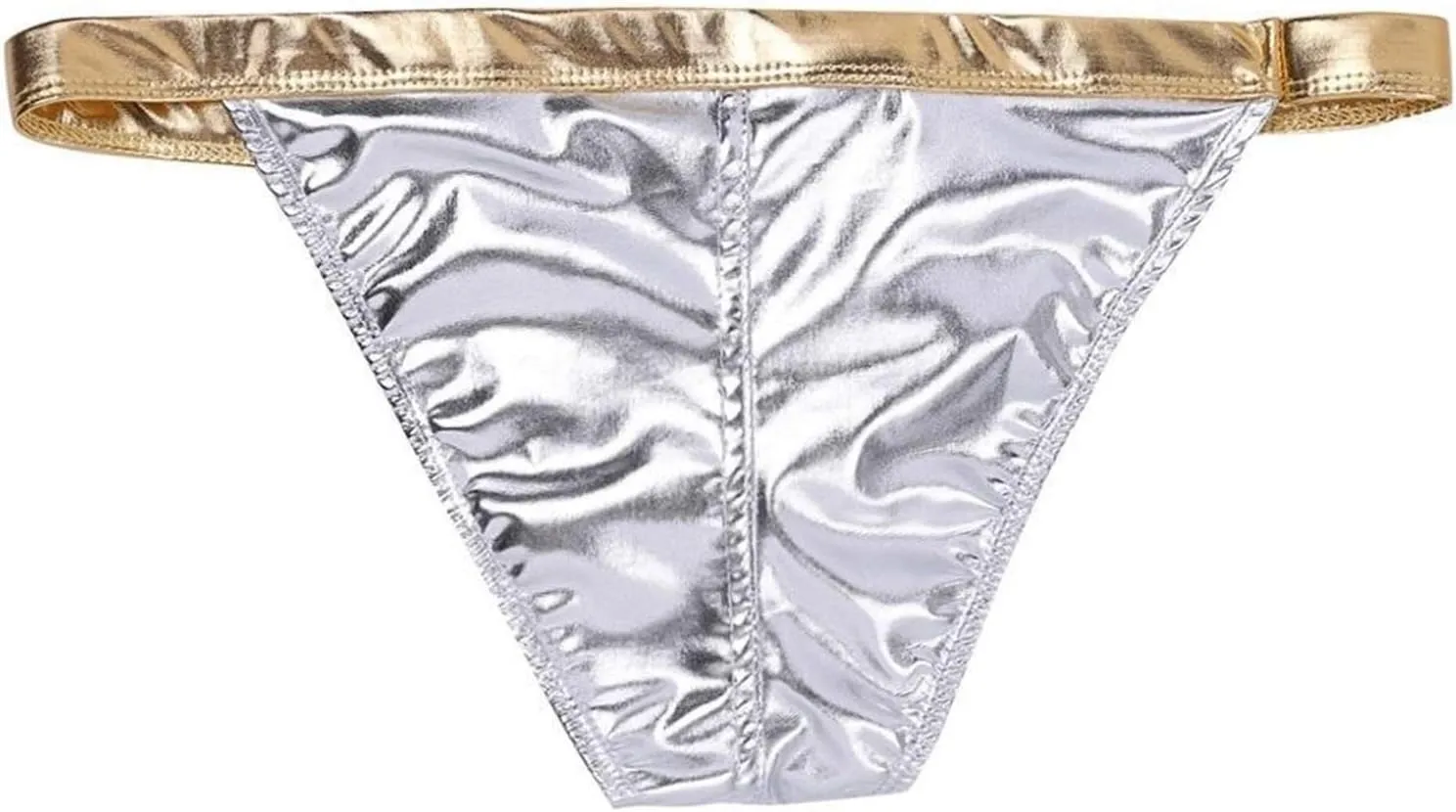 Men's Thongs, Briefs Mens Swimsuit Underwear Bikini Briefs Lingerie High Cut Panties Bikini Briefs (Color : Silver, Size : X-Large)