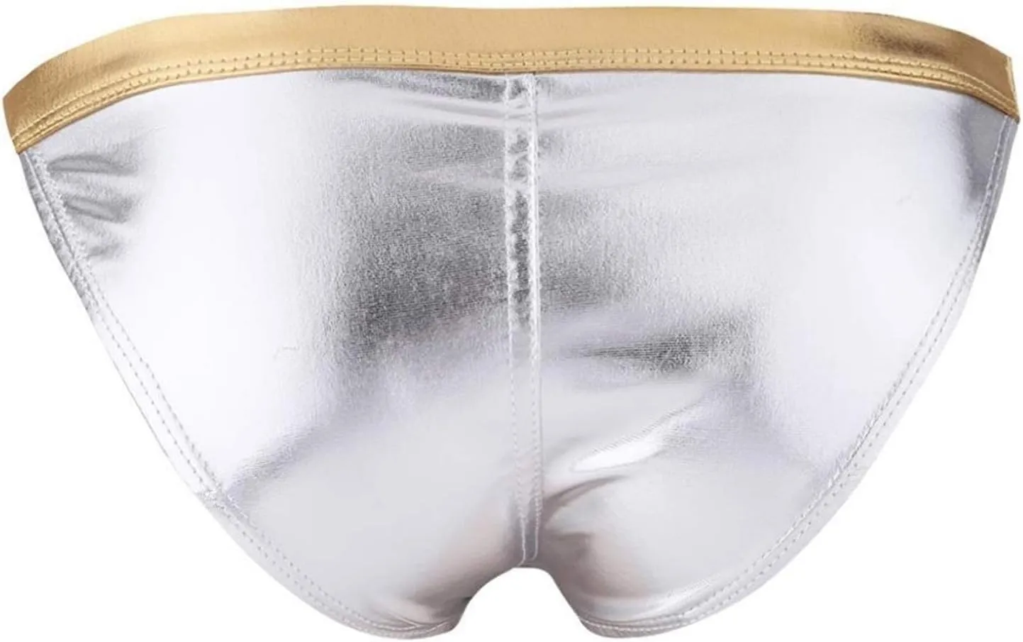 Men's Thongs, Briefs Mens Swimsuit Underwear Bikini Briefs Lingerie High Cut Panties Bikini Briefs (Color : Silver, Size : X-Large)