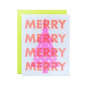 Merry Pink Tree Card | Boxed Set of 8