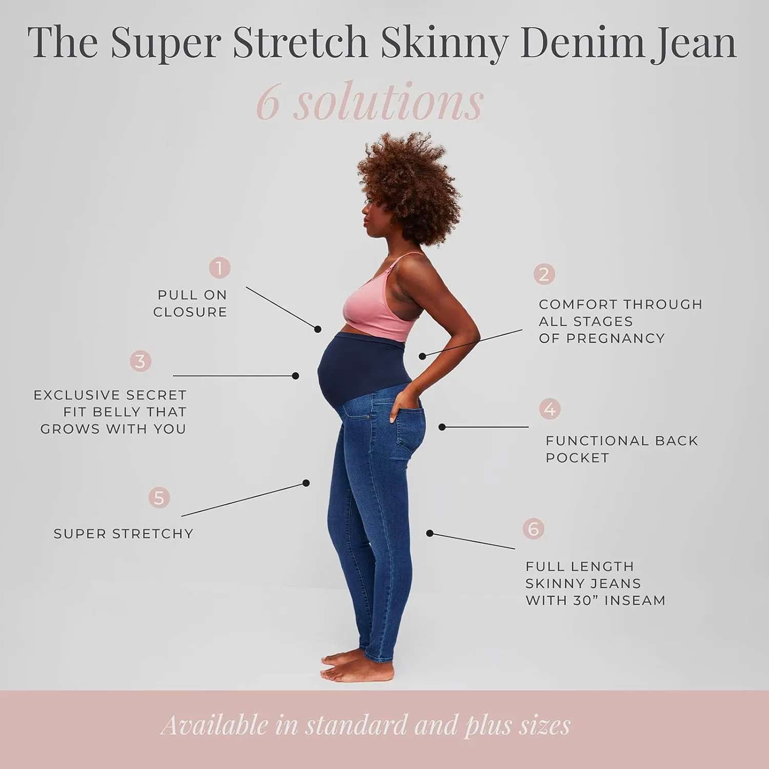 Motherhood Maternity Women's Super Stretch Secret Fit Over The Belly Skinny Jeans Indigo Blue
