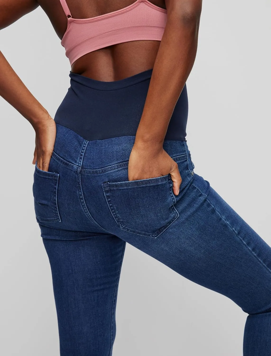 Motherhood Maternity Women's Super Stretch Secret Fit Over The Belly Skinny Jeans Indigo Blue