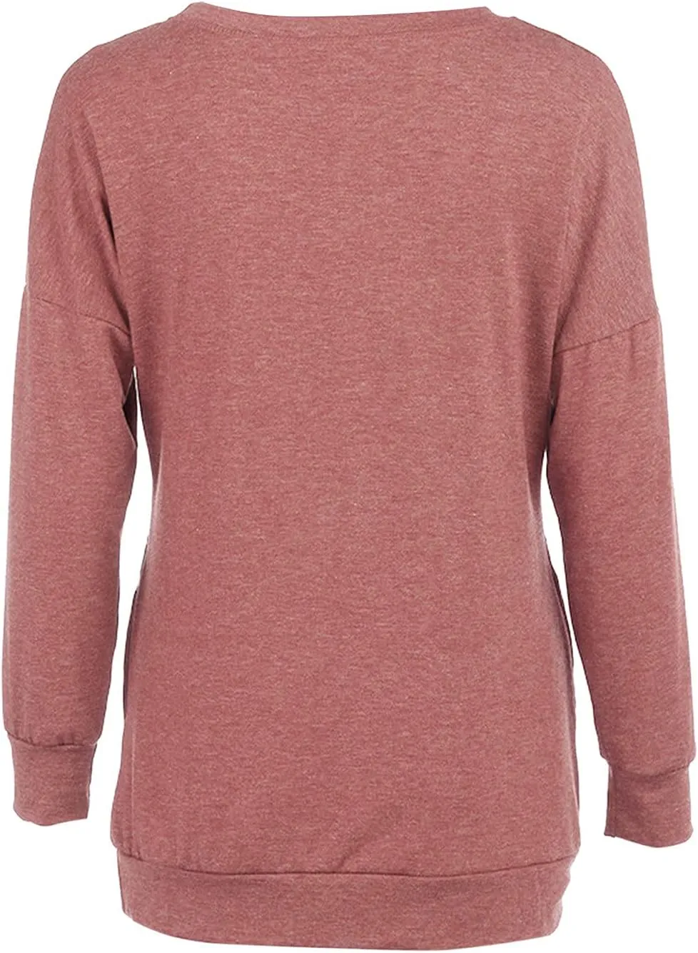 Muyise Womens Casual Long Sleeve Tunic Tops Solid Color Crew Neck Comfy Pullover Sweatshirts Loose Fit Blouses with Pockets