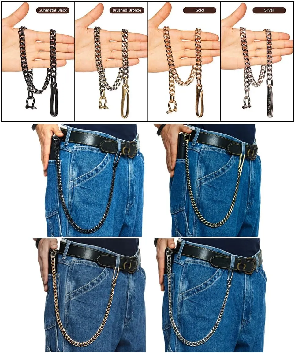 newtro Wallet Chain Men Women Boy Girl, Biker Motorcycle Pants Jean Punk Long Key Chain Black Gold Silver 26 Types