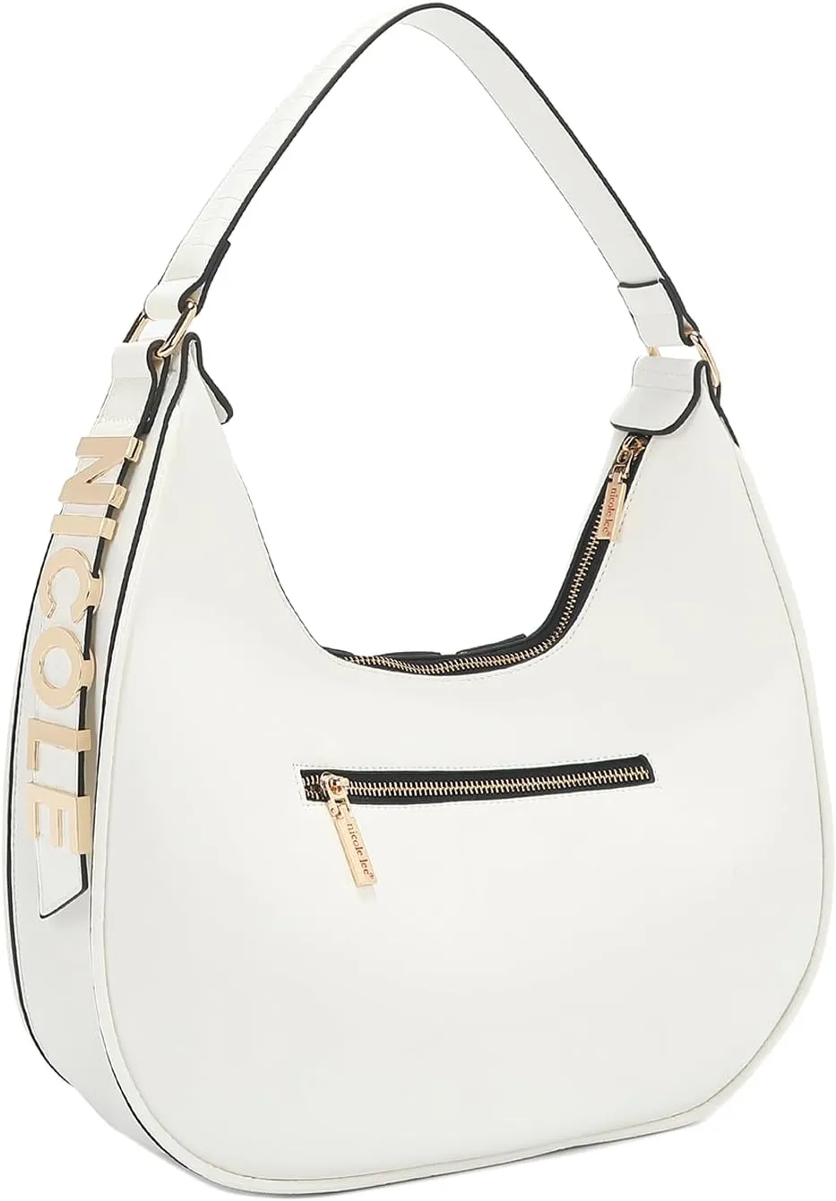 Nicole Lee Large Shoulder Bag, Vegan Leather, Croc Accent Design