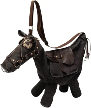 Novelty Horse-Shaped Crossbody Bag  Western Cowboy Shoulder Purse with Adjustable Strap, Retro Ranch Bag