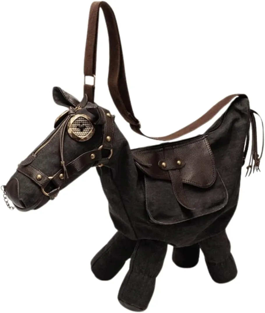 Novelty Horse-Shaped Crossbody Bag  Western Cowboy Shoulder Purse with Adjustable Strap, Retro Ranch Bag