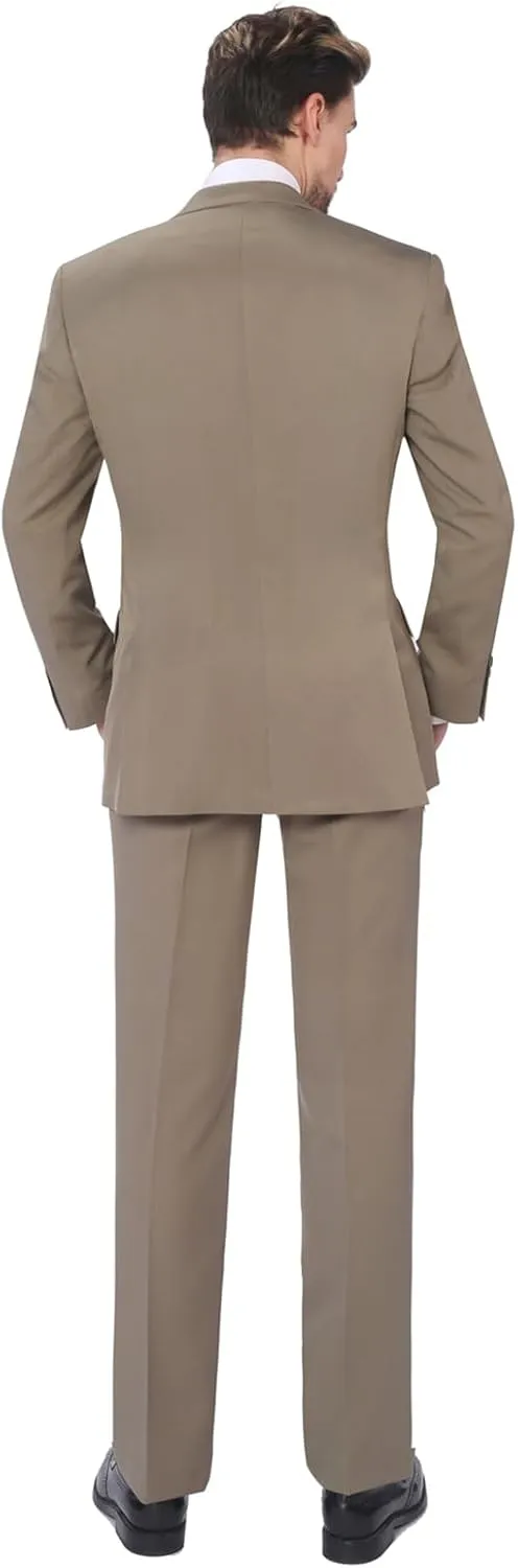 P&L Men's 2-Piece Classic Fit Single Breasted 2 Buttons Blazer & Trousers Suit