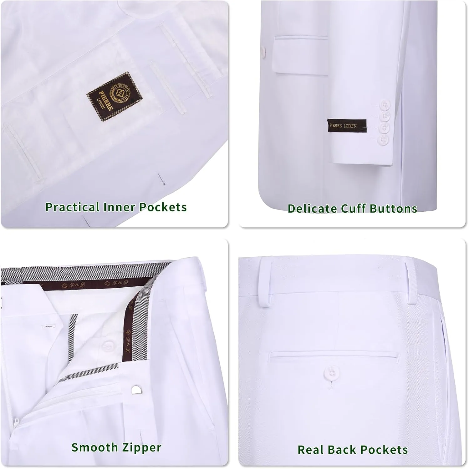 P&L Men's 2-Piece Classic Fit Single Breasted 2 Buttons Blazer & Trousers Suit