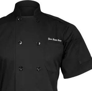 Personalized Black Embroidered Short Sleeve Chef Coat/Jacket - Men's - X-Large