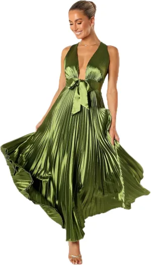 Petal & Pup Women's Kris Pleated Maxi Dress