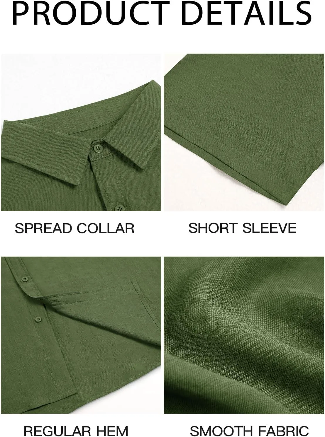 Runcati Mens Casual Shirts Button Down Short Sleeve Lightweight Linen Shirt Summer Beach Tops with Pocket