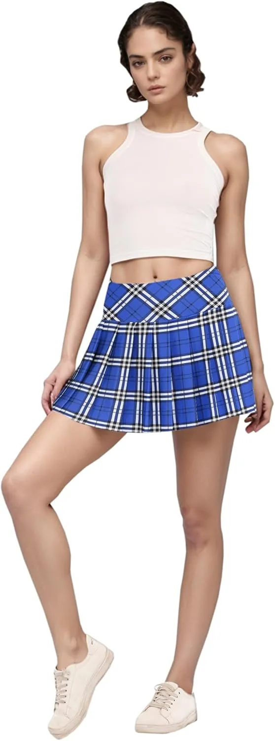 SANGTREE Tennis Skirts for Women Plaid Pleated Athletic Golf Skorts with Shorts Pockets, US XS - US XL