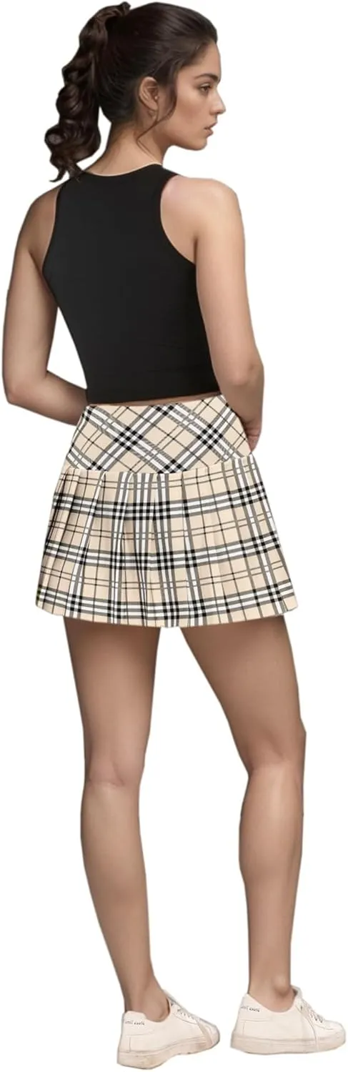 SANGTREE Tennis Skirts for Women Plaid Pleated Athletic Golf Skorts with Shorts Pockets, US XS - US XL