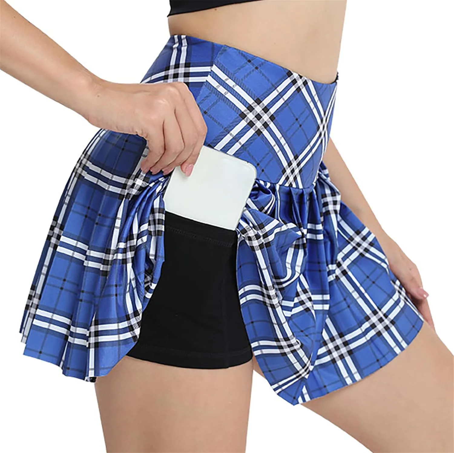 SANGTREE Tennis Skirts for Women Plaid Pleated Athletic Golf Skorts with Shorts Pockets, US XS - US XL