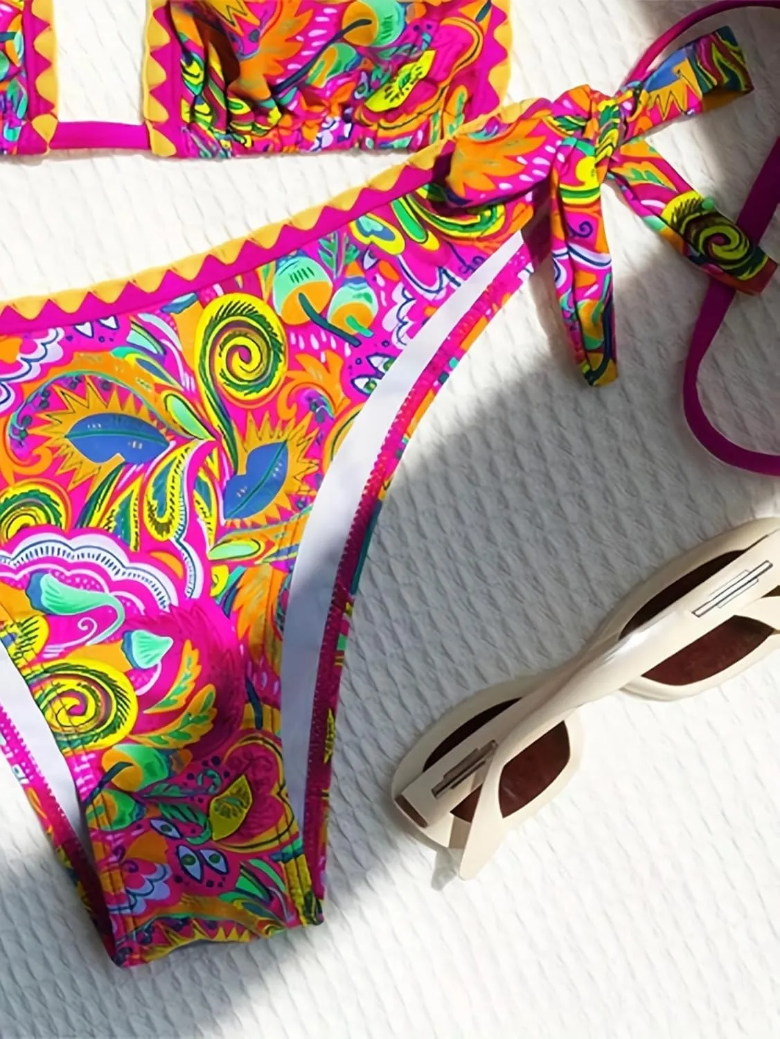 Sexy Bikini Sets for Women Two Piece Swimsuit - String Triangle Bikini Cheeky Boho Gold Brazilian Style Low Rise
