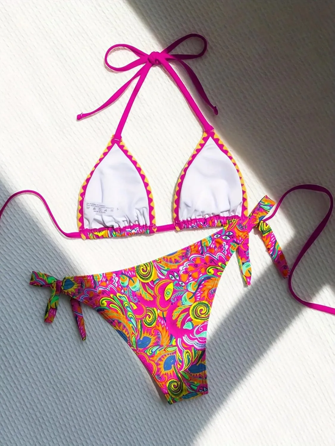 Sexy Bikini Sets for Women Two Piece Swimsuit - String Triangle Bikini Cheeky Boho Gold Brazilian Style Low Rise