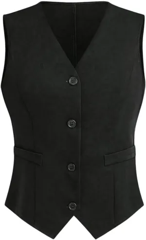 SHENHE Women's Suit Vest Button Down Sleeveless Blazer Waistcoat Dressy Jacket
