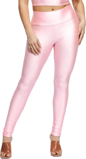Shiny Leggings with Tummy Control Skinny Tights Neon Pants High Waist Elastic Strecth Comfy Disco Party Rave Dance