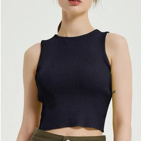 Sleeveless Knitted Crop Top