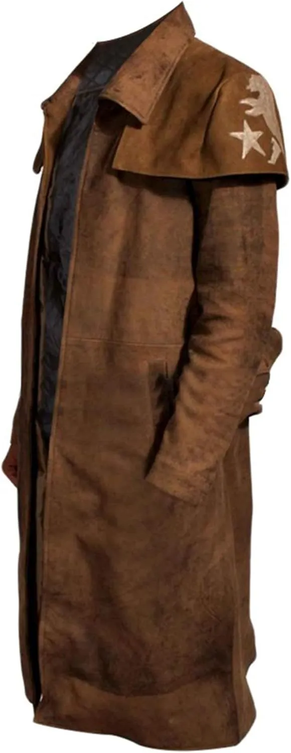 Suede Leather Duster Coat Mens - New Vegas Armor Classic Veteran Ranger Brown Trench Coat
