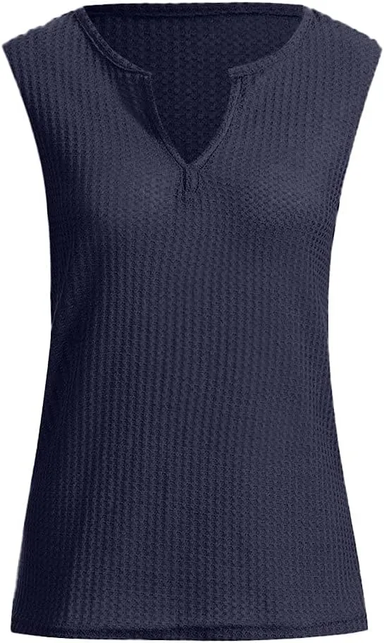 Summer Tops for Women Waffle Knit Short Sleeve Casual Shirts V Neck Plus Size Loose Fit 2025 Trendy Tunic Tshirt