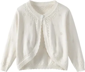 Toddler Girls Knit Cropped Bolero Shrug Little Kids Long Sleeve Open Front Cardigan Sweater, 6Months-7Years