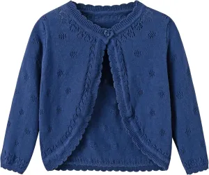 Toddler Girls Knit Cropped Bolero Shrug Little Kids Long Sleeve Open Front Cardigan Sweater, 6Months-7Years