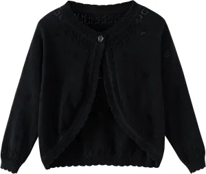 Toddler Girls Knit Cropped Bolero Shrug Little Kids Long Sleeve Open Front Cardigan Sweater, 6Months-7Years