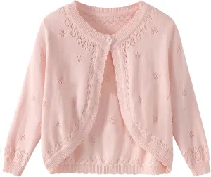 Toddler Girls Knit Cropped Bolero Shrug Little Kids Long Sleeve Open Front Cardigan Sweater, 6Months-7Years