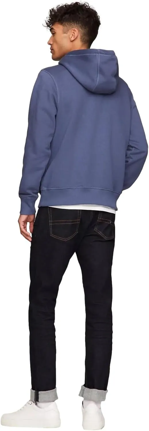 TOMMY HILFIGER Men's Iconic Fleece Embroidered Tommy Logo Pullover Hoodie Sweatshirt Collection 2024, Medium, Black