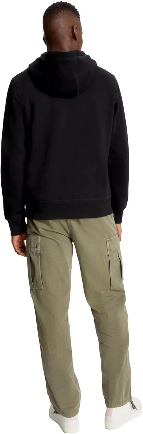 TOMMY HILFIGER Men's Iconic Fleece Embroidered Tommy Logo Pullover Hoodie Sweatshirt Collection 2024, Medium, Black