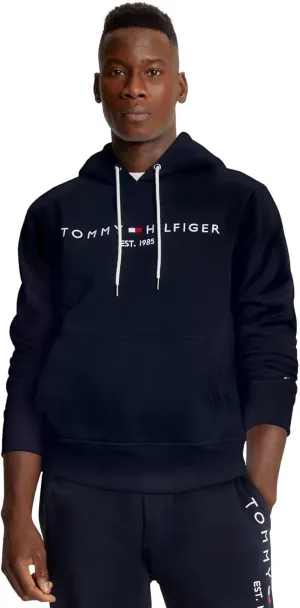 TOMMY HILFIGER Men's Iconic Fleece Embroidered Tommy Logo Pullover Hoodie Sweatshirt Collection 2024, Medium, Black